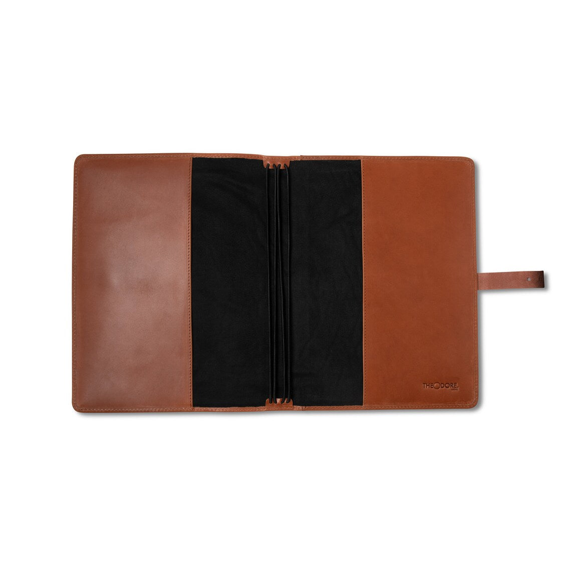 Cognac Brown Leather Binder with strap