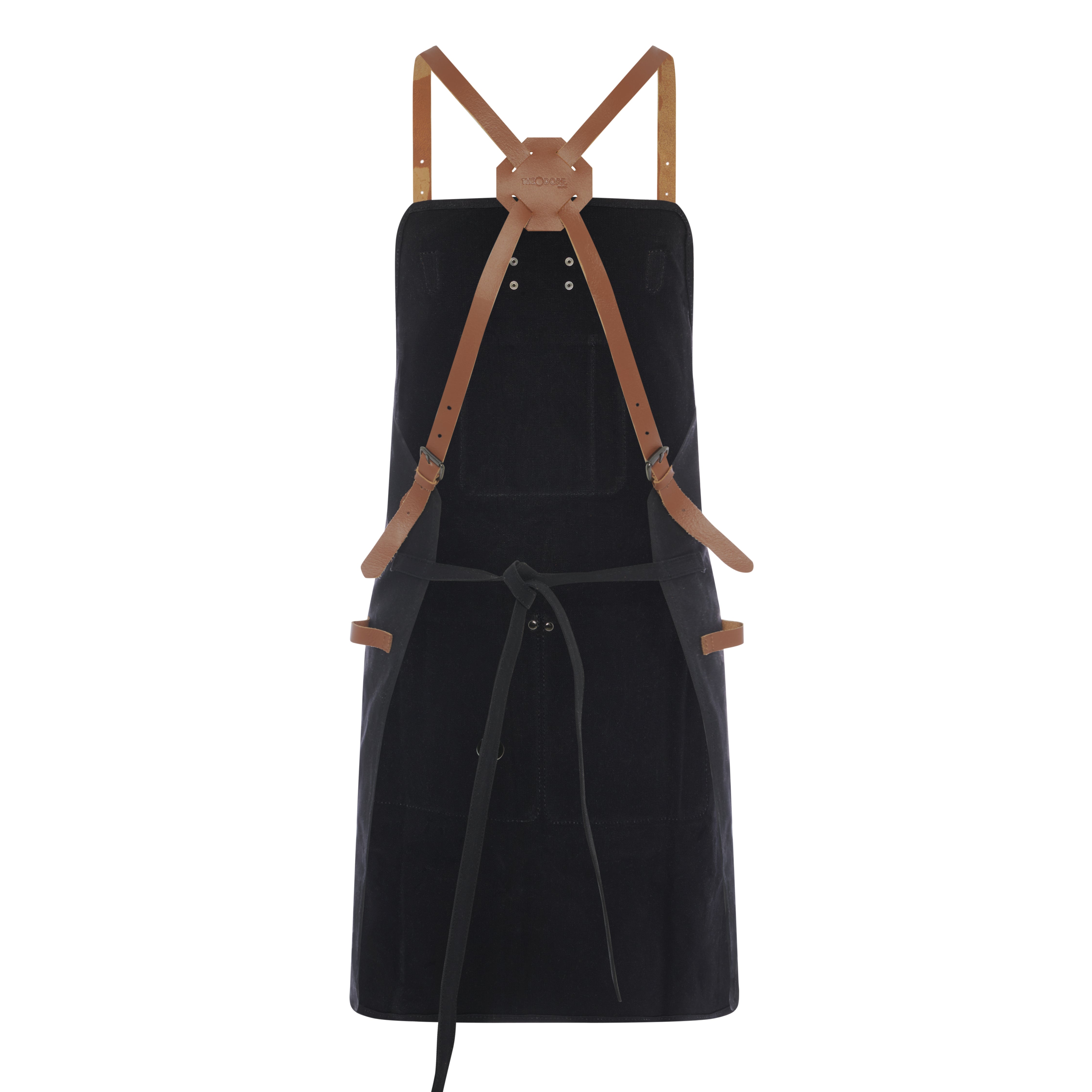Theodore Waxed Canvas Work Apron In Olive and Black - Theodore Leather