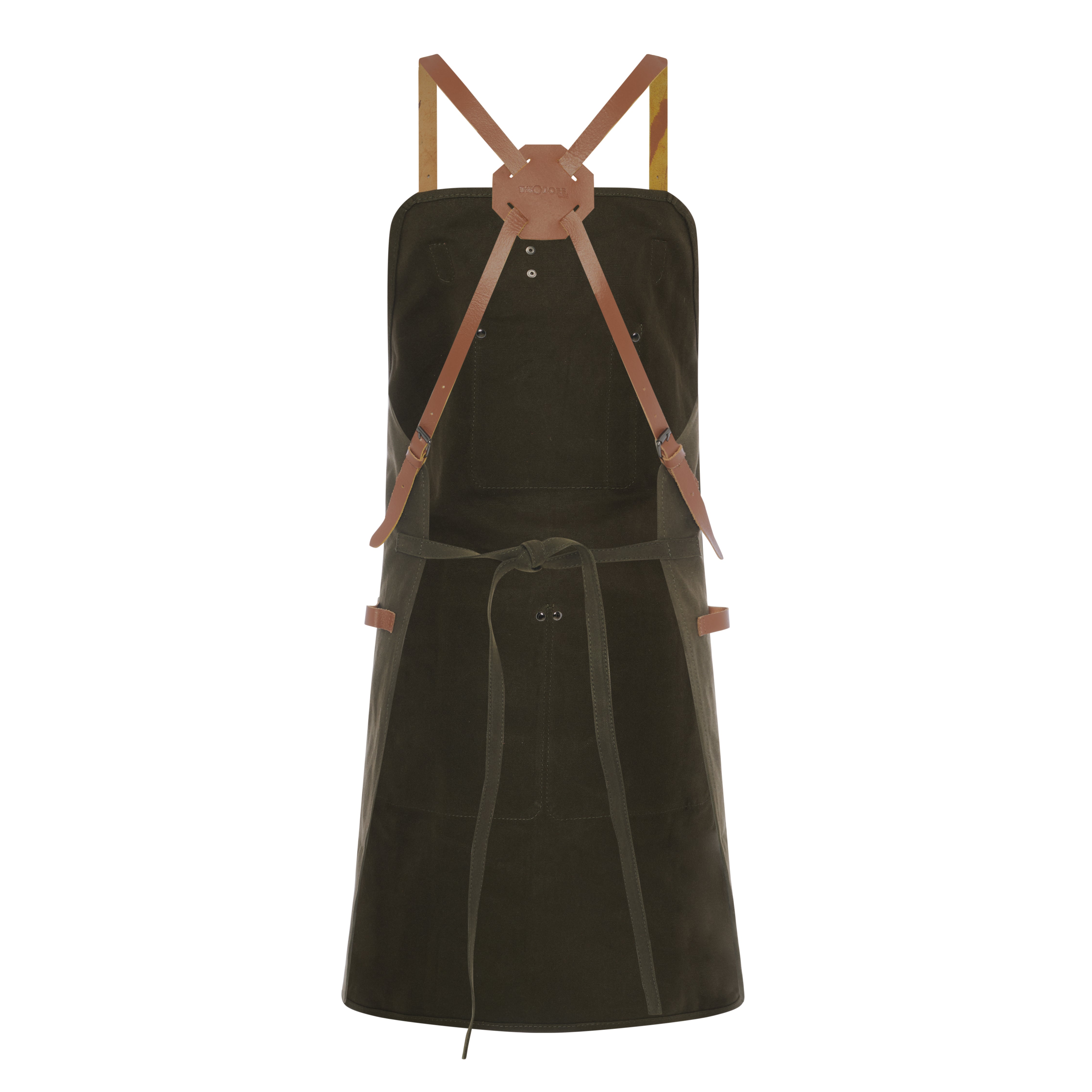 Theodore Waxed Canvas Work Apron In Olive and Black - Theodore Leather