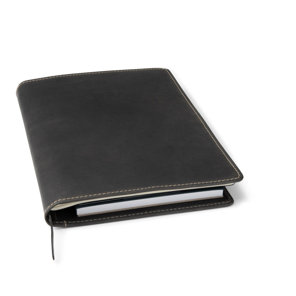 B5 Black Leather Padfolio Journal Cover