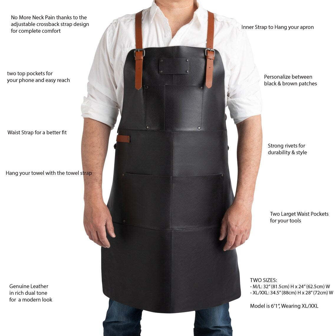 Black Leather Apron in M-L