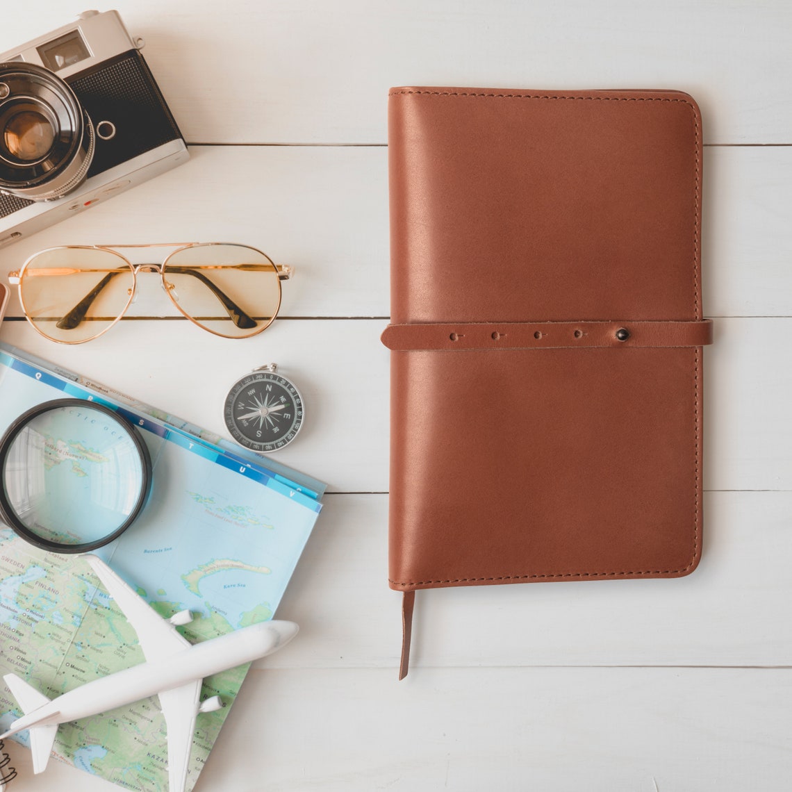 A5 Cognac Leather Journal Cover