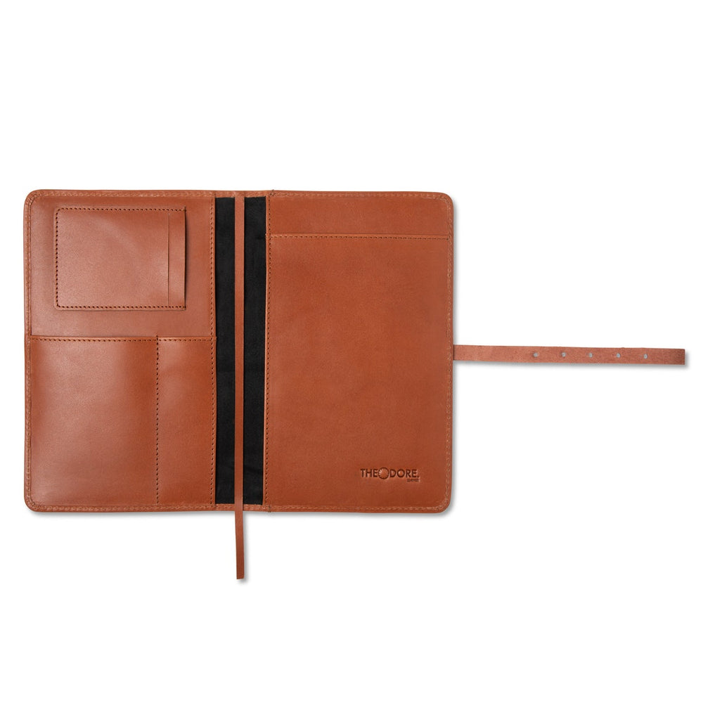 
                  
                    A5 Cognac Brown Journal Cover and Padfolio with strap
                  
                