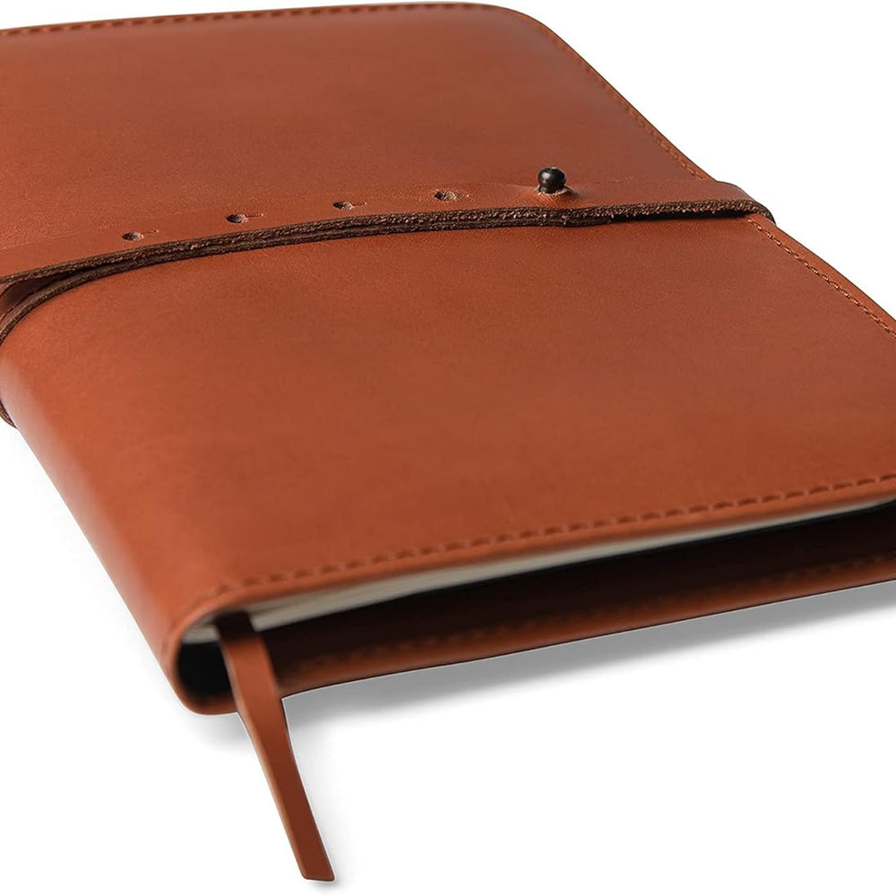 
                  
                    A5 Cognac Brown Journal Cover and Padfolio with strap
                  
                