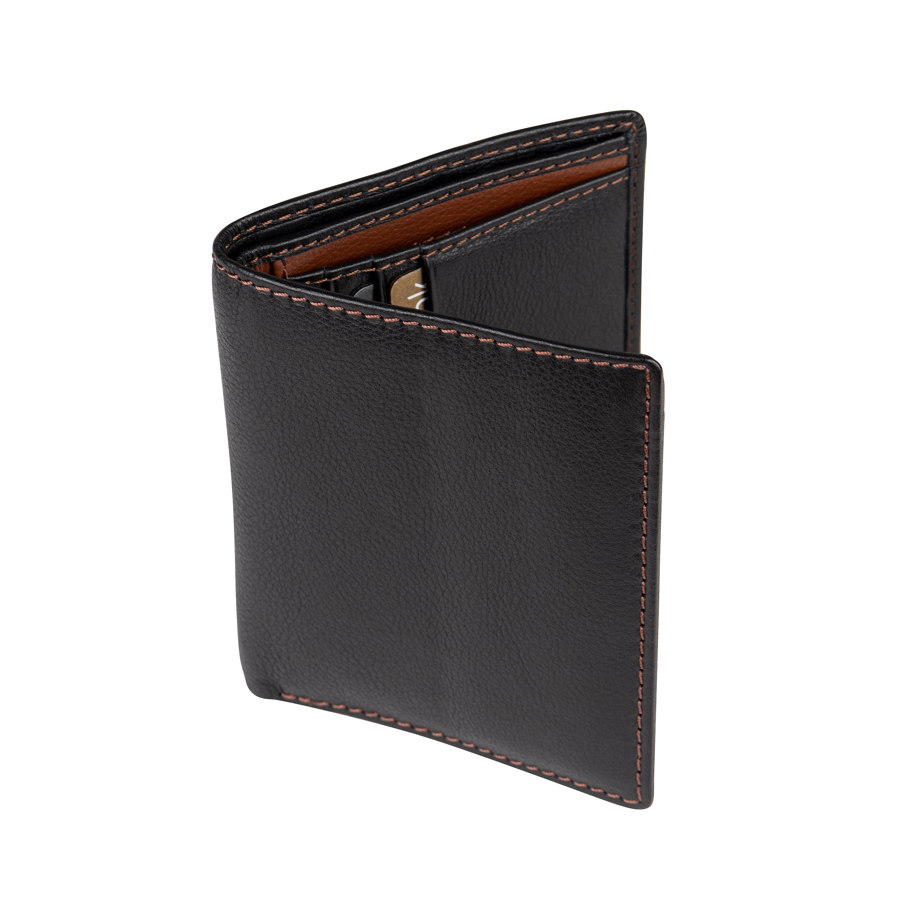 Elegant men's wallet with credit card slots, cognac brown
